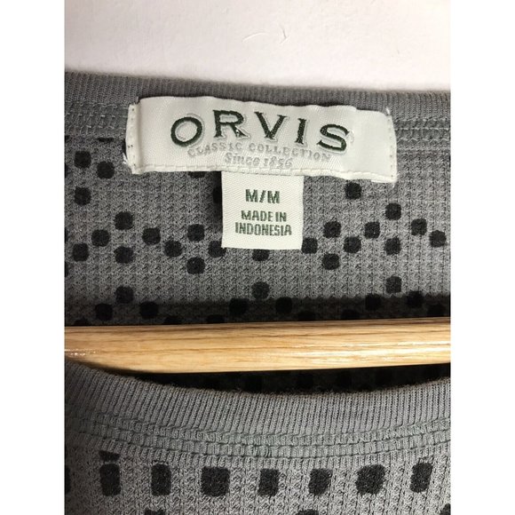 Orvis Womens Medium Waffle Thermal Top Long Sleeve Gray Black Stretch Modal - Picture 4 of 8